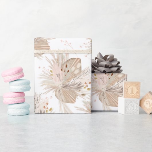 ボーホー パンパス 草原 水彩画 デザート ラッピングペーパー (ベビーシャワー)