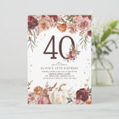 ボーホー パンプキン オータム ブルーム 40歳の誕生日 招待状 (スタンド正面)