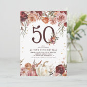 ボーホー パンプキン オータム ブルーム 50歳の誕生日 招待状 (スタンド正面)