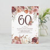 ボーホー パンプキン オータム ブルーム 60歳の誕生日 招待状 (スタンド正面)