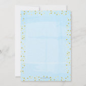 ボーホー パンプキン ベイビー ボーイ シャワー 水彩 ブルー ゴールド 招待状 (裏面)