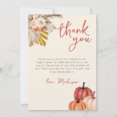 ボーホー パンプキン 秋の恋に落ちる ベイビー サンクス カード (正面)