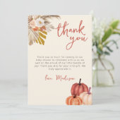 ボーホー パンプキン 秋の恋に落ちる ベイビー サンクス カード (スタンド正面)