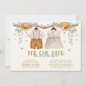 ボーホー ヒーまたはシー クロージング ニュートラル ジェンダー リビール 招待状 (正面)