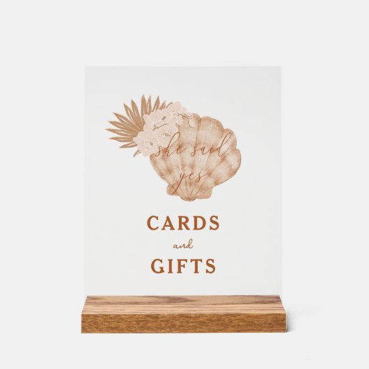 ボーホー ビーチ シェル ブライダル シャワー カード＆ギフト アクリルサイン (正面)