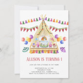 ボーホー ピクニック バースデーパーティー 招待状 (正面)