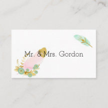 ボーホー ピンクとゴールドの羽根