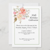 ボーホー ピンクのバラ, オーダーメイドの30歳の誕生日 招待状 (正面)