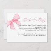 ボーホー ピンクの弓 赤ちゃんのための本のリクエストカード 招待状 (正面)