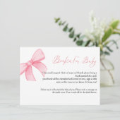 ボーホー ピンクの弓 赤ちゃんへの本のリクエストカード 招待状 (スタンド正面)