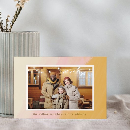 ボーホー ピンク イエロー お引越ししました 新住所 フォト 案内状