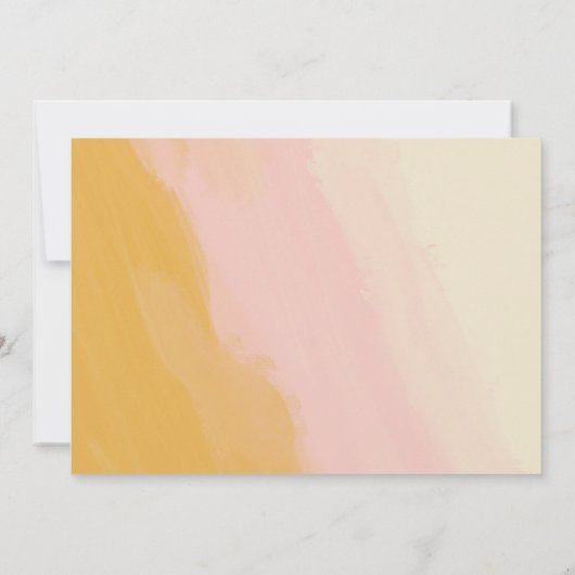 ボーホー ピンク イエロー アブストラクト ウォーターカラー シック ウェディング セーブザデート (裏面)