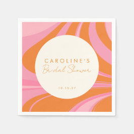ボーホー ピンク オレンジ アブストラクト カスタム ブライダル シャワー スタンダードカクテルナプキン