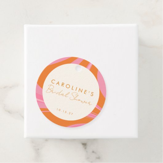 ボーホー ピンク オレンジ アブストラクト カスタム ブライダル シャワー フェイバータグ (インサイチュ)