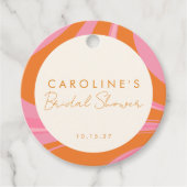 ボーホー ピンク オレンジ アブストラクト カスタム ブライダル シャワー フェイバータグ (正面)