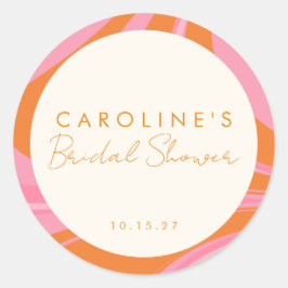 ボーホー ピンク オレンジ アブストラクト カスタム ブライダル シャワー ラウンドシール