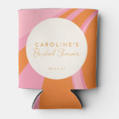 ボーホー ピンク オレンジ アブストラクト カスタム ブライダル シャワー 缶クーラー (正面)