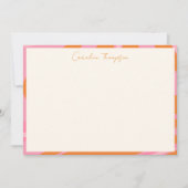 ボーホー ピンク オレンジ アブストラクト マーブル 個人名 サンキューカード (正面)