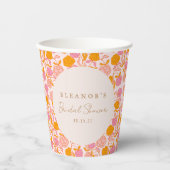 ボーホー ピンク オレンジ 花 フラワーズ ブライズ シャワー オーダーメイド 紙コップ (正面)
