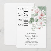 ボーホー ピンク オーキッド Save The Date テンプレート 印刷可能 (正面/裏面)