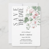ボーホー ピンク オーキッド Save The Date テンプレート 印刷可能 (正面)