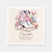 ボーホー ピンク コースト カウガール ブーツ ブライダル シャワー スタンダードカクテルナプキン (正面)