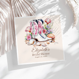 ボーホー ピンク コースト カウガール ブーツ ブライダル シャワー スタンダードカクテルナプキン