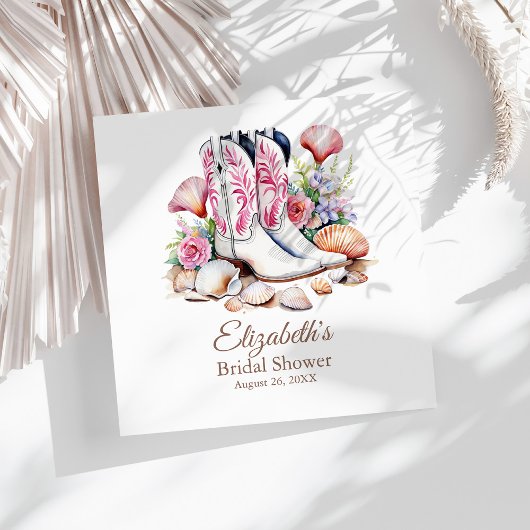 ボーホー ピンク コースト カウガール ブーツ ブライダル シャワー スタンダードカクテルナプキン