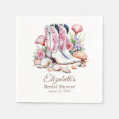 ボーホー ピンク コースト カウガール ブーツ ブライダル シャワー スタンダードカクテルナプキン (正面)