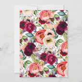 ボーホー ピンク パープル フローラル 女の子の赤ちゃん歓迎会 招待状 (裏面)