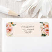 ボーホー ピンク フラワーチャペーンブライダルシャワー ラベル (インサイチュ)