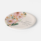 ボーホー ピンク フラワー シャンパン ブライダル シャワー ペーパープレート (アングル)