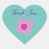 ボーホー ピンク フラワー ハート パーティー ステッカー (正面)