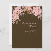 ボーホー ピンク フローラル ウィンター モカ ブラウン ウェディング 招待状 (裏面)
