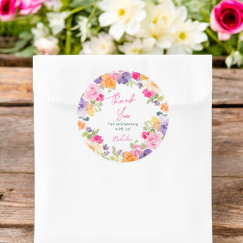 ボーホー ピンク フローラル サンクス ブライズシャワー ラウンドシール