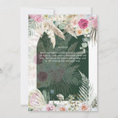 ボーホー ピンク フローラル パンパス グラス ウェディング 招待状 (裏面)