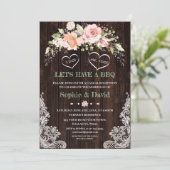 ボーホー ピンク ブラッシュ フラワーレース コーナー バーン 私も BBQ 招待状 (スタンド正面)