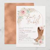 ボーホー ピンク ブーツとバブル ブライズシャワー 招待状 (正面/裏面)