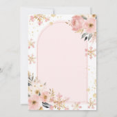 ボーホー ピンク ベアー ファースト ウィンター バースデー フラワル 招待状 (裏面)