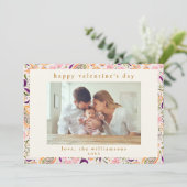 ボーホー ピンク ペイズリー フラワーフォト バレンタインデー シーズンカード (スタンド正面)