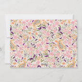 ボーホー ピンク ペイズリー フラワーフォト バレンタインデー シーズンカード (裏面)