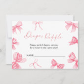 ボーホー ピンク リボン おむつラッフル ベビーシャワー カード (正面)