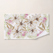 ボーホー ピンク 緑 白 ブラウン 花柄 エレガント トレンディ バスタオルセット (ハンドタオル)