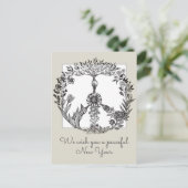 ボーホー ピースサイン エレガント ガーリー カワイイ プリティ フラワーリ ポストカード (スタンド正面)