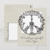 ボーホー ピースサイン エレガント ガーリー カワイイ プリティ フラワーリ ポストカード (正面/裏面)