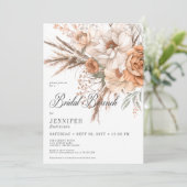 ボーホー ピーチ＆クリーム フローラル ホワイト ブライダル ブランチ 招待状 (スタンド正面)
