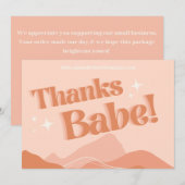 ボーホー ピーチ 感謝カード 招待状 (正面/裏面)