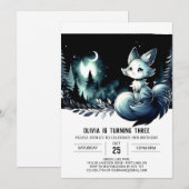 ボーホー ファン キャット バースデー 招待状 (正面/裏面)