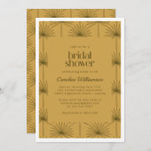 ボーホー ファン パーム リーフ ボタニカル マスタード ブライダル シャワー 招待状 (正面/裏面)