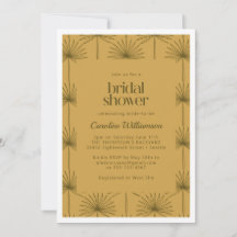 ボーホー ファン パーム リーフ ボタニカル マスタード ブライダル シャワー